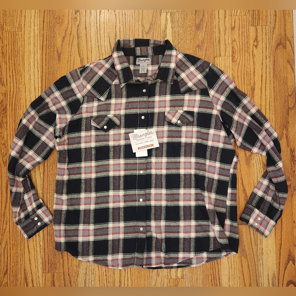 Wrangler Wrancher Shirt Womans 3XL New With Tags Plaid Western
